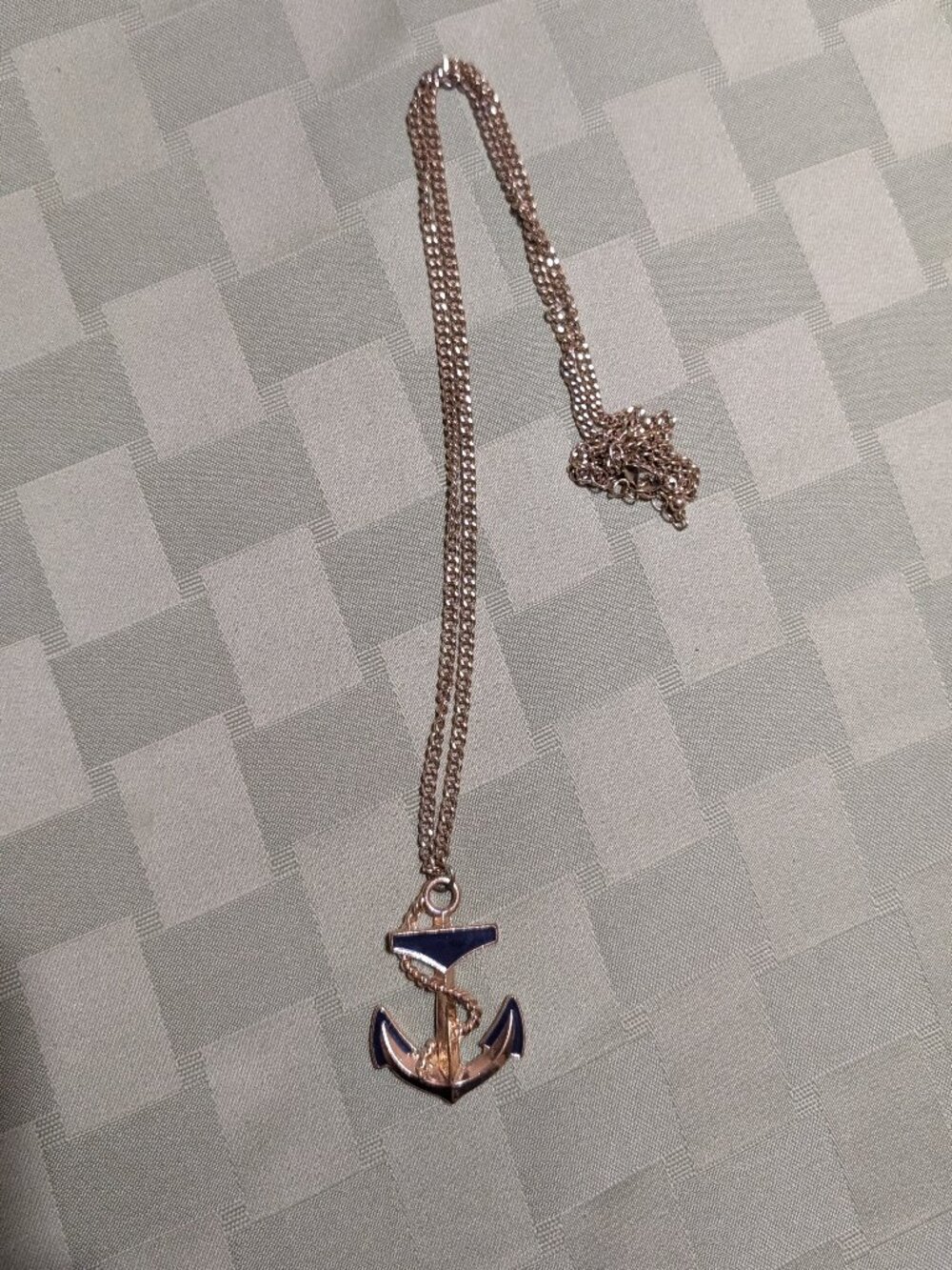 Vintage Navy Anchor Long Necklace 18"